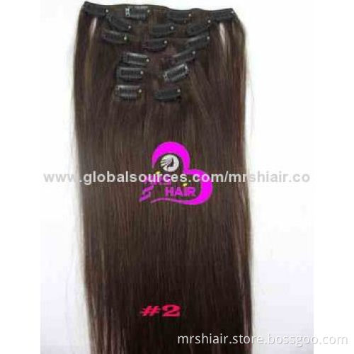 Medium brown clip-in single-piece hair Brazilian Remy extension, clip-ins 6# 50 grams, 22", 1pc/lot